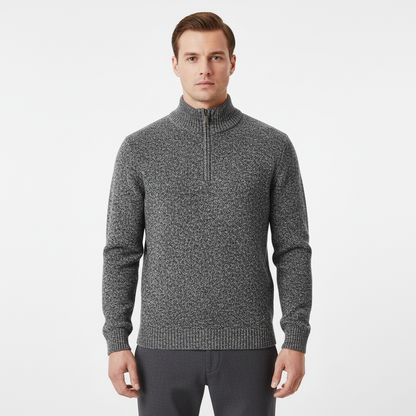 Men's Quarter Zip Pullover Sweater - Fleece Lined & Warm - Stand Collar