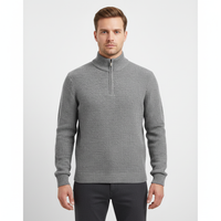 Men's Quarter Zip Pullover Sweater - Fleece Lined & Warm - Stand Collar