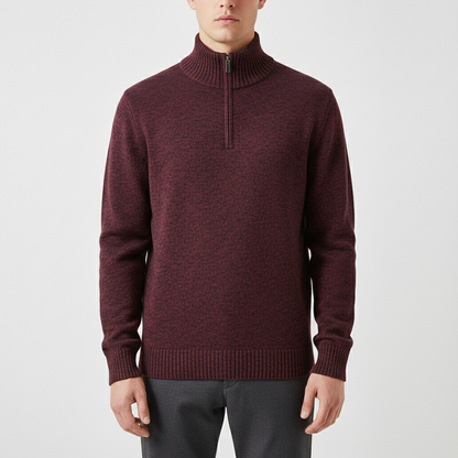 Men's Quarter Zip Pullover Sweater - Fleece Lined & Warm - Stand Collar