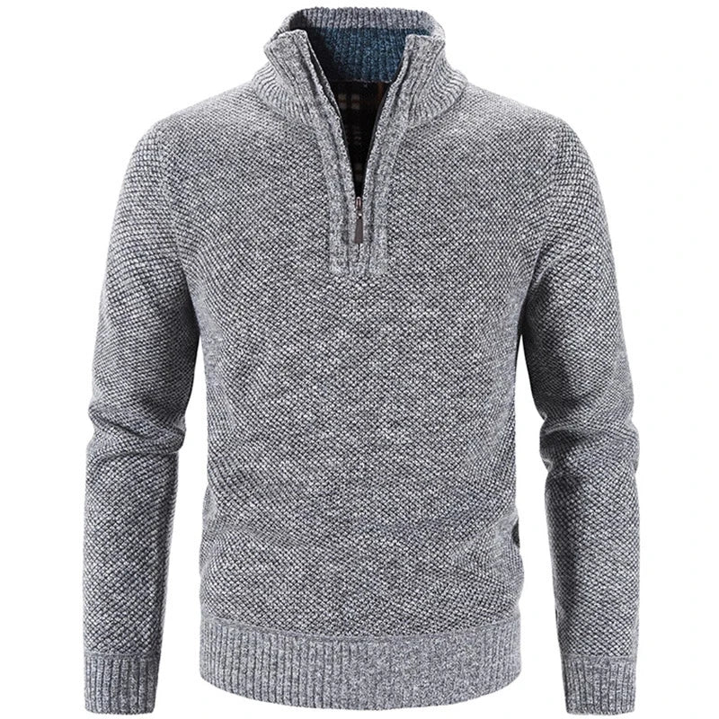 Men's Quarter Zip Pullover Sweater - Fleece Lined & Warm - Stand Collar