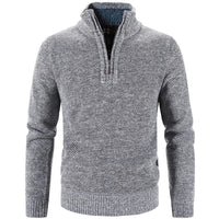 Men's Quarter Zip Pullover Sweater - Fleece Lined & Warm - Stand Collar