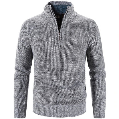 Men's Quarter Zip Pullover Sweater - Fleece Lined & Warm - Stand Collar