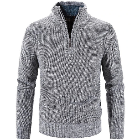 Men's Quarter Zip Pullover Sweater - Fleece Lined & Warm - Stand Collar