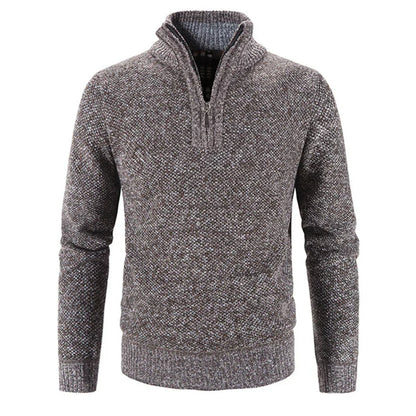 Men's Quarter Zip Pullover Sweater - Fleece Lined & Warm - Stand Collar