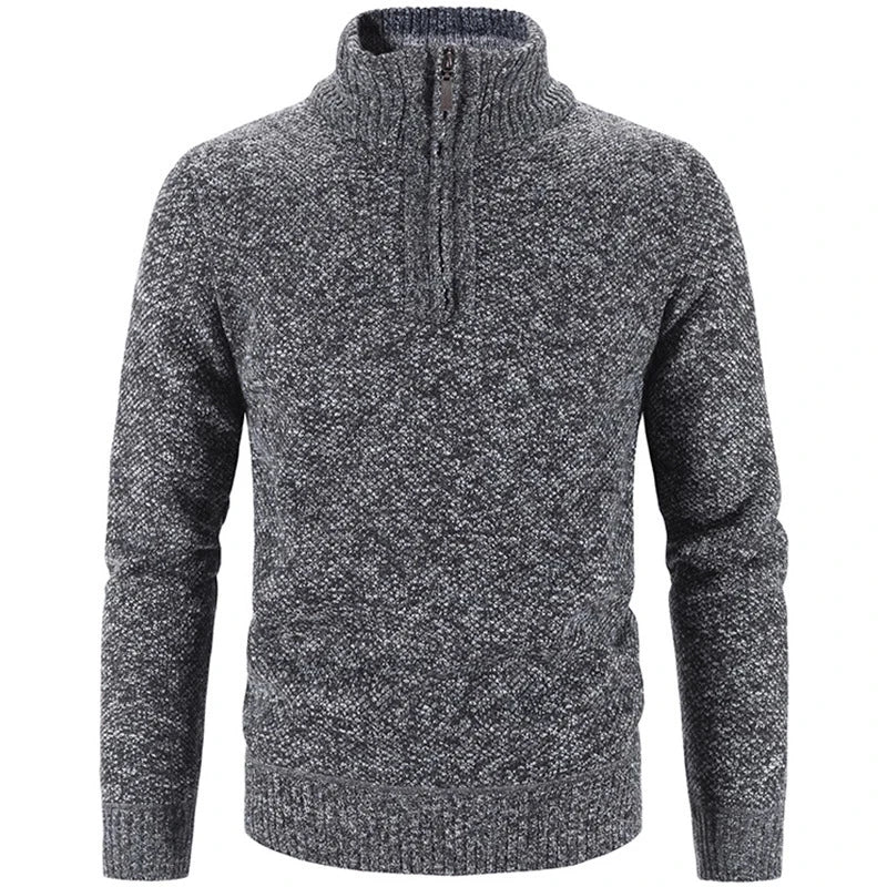Men's Quarter Zip Pullover Sweater - Fleece Lined & Warm - Stand Collar