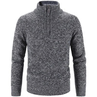 Men's Quarter Zip Pullover Sweater - Fleece Lined & Warm - Stand Collar