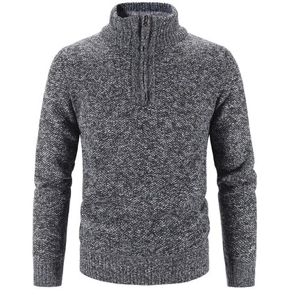 Men's Quarter Zip Pullover Sweater - Fleece Lined & Warm - Stand Collar