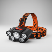Headlamp - Rechargeable 5 LED Head Light - Adjustable Elastic Strap