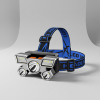 Headlamp - Rechargeable 5 LED Head Light - Adjustable Elastic Strap