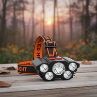 Headlamp - Rechargeable 5 LED Head Light - Adjustable Elastic Strap