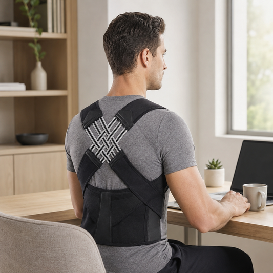 Posture Corrector - Full Back Brace with Lumbar Panel - Adjustable Fit