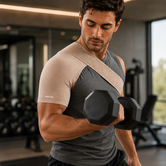 Shoulder Brace - Compression Sleeve with Cross-Chest Strap - Breathable