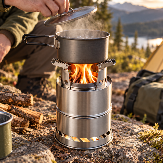 Portable Wood Burning Stove - Double-Wall Secondary Burn - No Gas Canisters