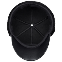 Winter Hat with Ear Flaps - Faux Leather Baseball Cap - Faux Fur Lined