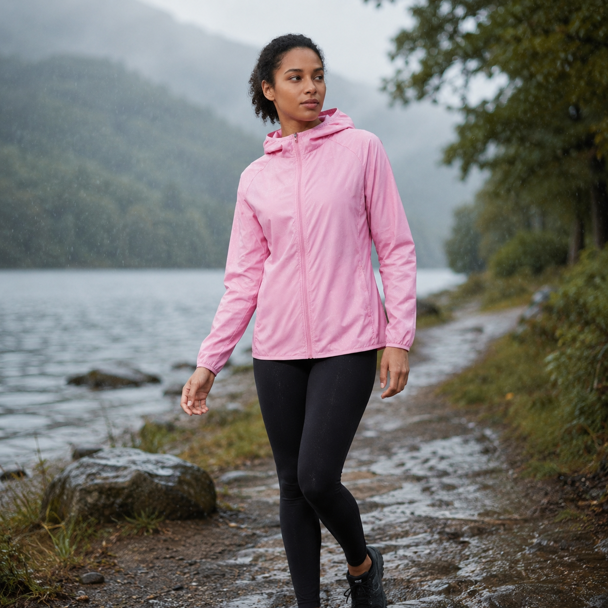 Packable Rain Jacket - Lightweight Hooded Cycling Jacket