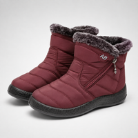 Womens Winter Boots - Waterproof Plush Lined Ankle Boots - Easy Side Zip