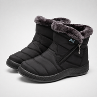 Womens Winter Boots - Waterproof Plush Lined Ankle Boots - Easy Side Zip