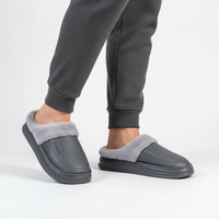 Men's Slippers - Waterproof Faux Fur Lined House Slippers - Memory Foam