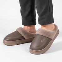 Men's Slippers - Waterproof Faux Fur Lined House Slippers - Memory Foam
