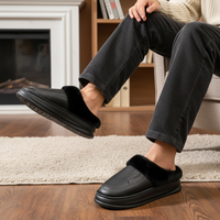 Men's Slippers - Waterproof Faux Fur Lined House Slippers - Memory Foam