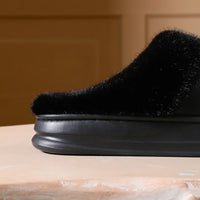 Men's Slippers - Waterproof Faux Fur Lined House Slippers - Memory Foam