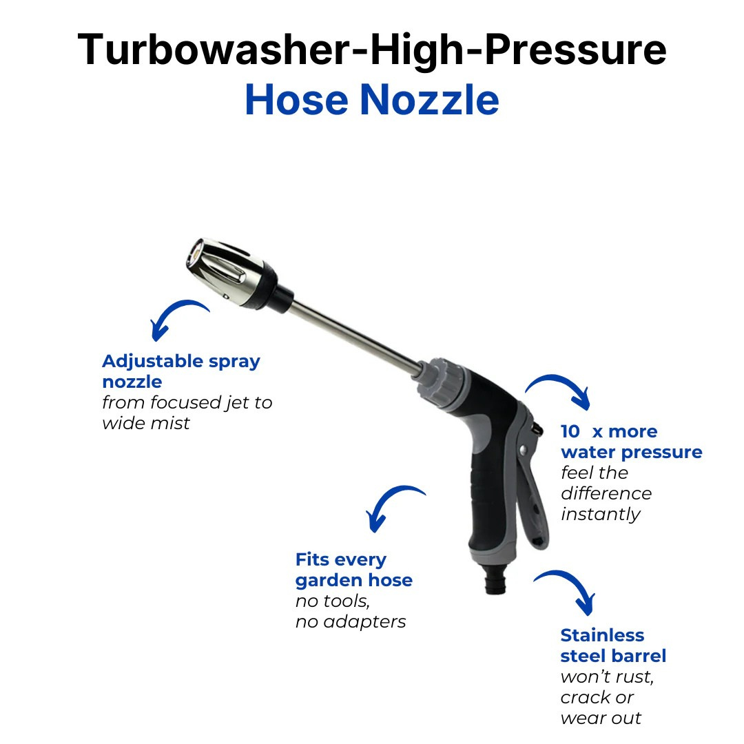 High-Pressure Garden Hose Nozzle – Powerful Pressure Cleaning