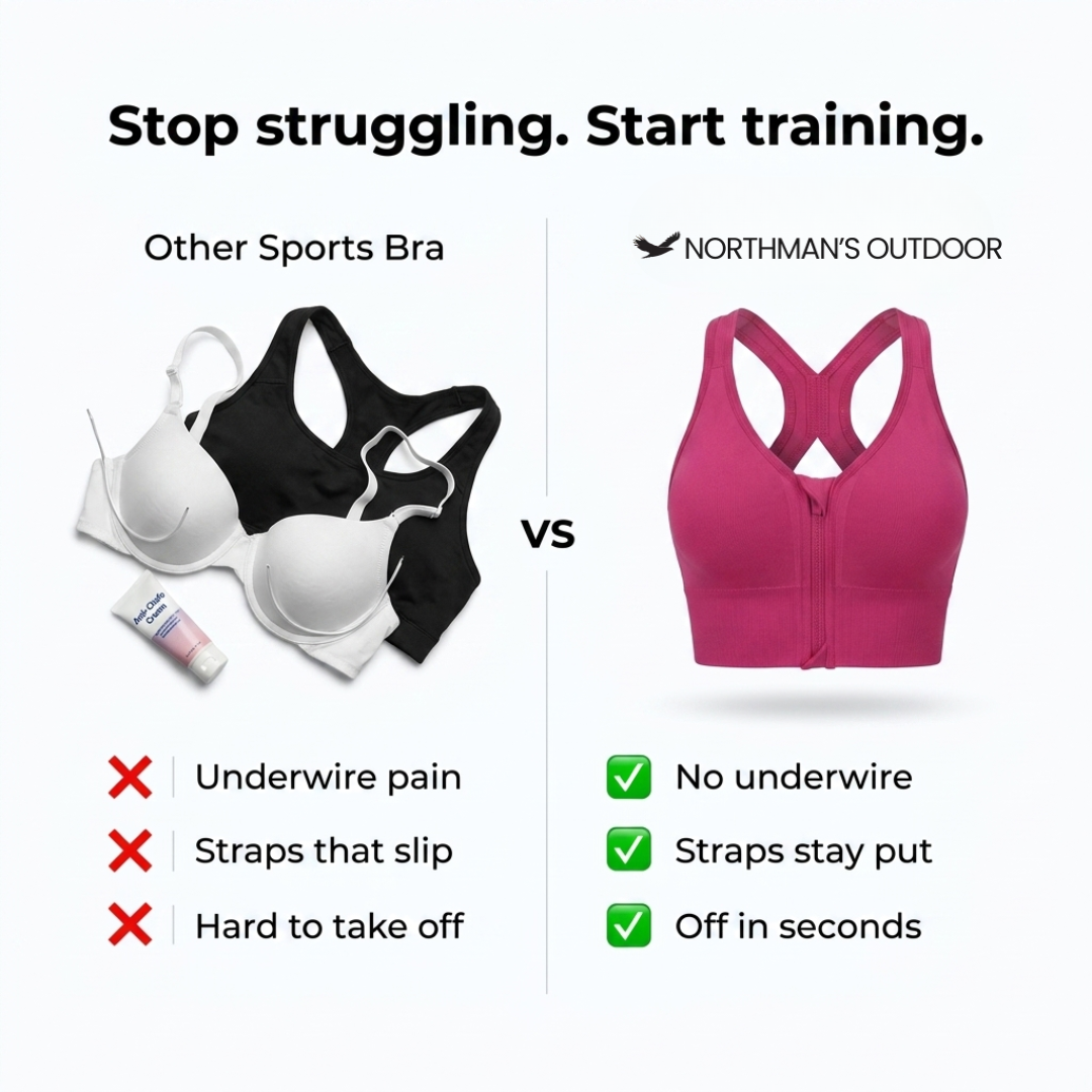 Women’s High Support Sports Bra - Front Zip - Cross-Back Design