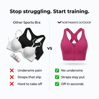 Women’s High Support Sports Bra - Front Zip - Cross-Back Design
