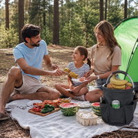 Collapsible Bucket Bag with Handle and Multiple Pockets Multifunctional