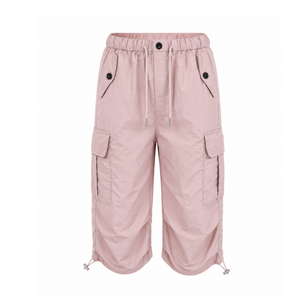 Women's Cargo Capri – Elastic Drawstring Waistband - Shorts