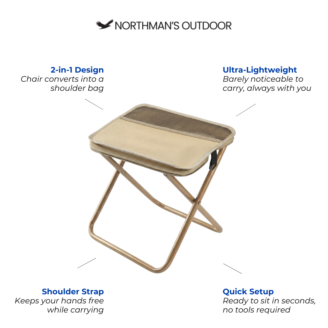 Folding Camping Stool – Carry Bag Chair – Ultra Lightweight