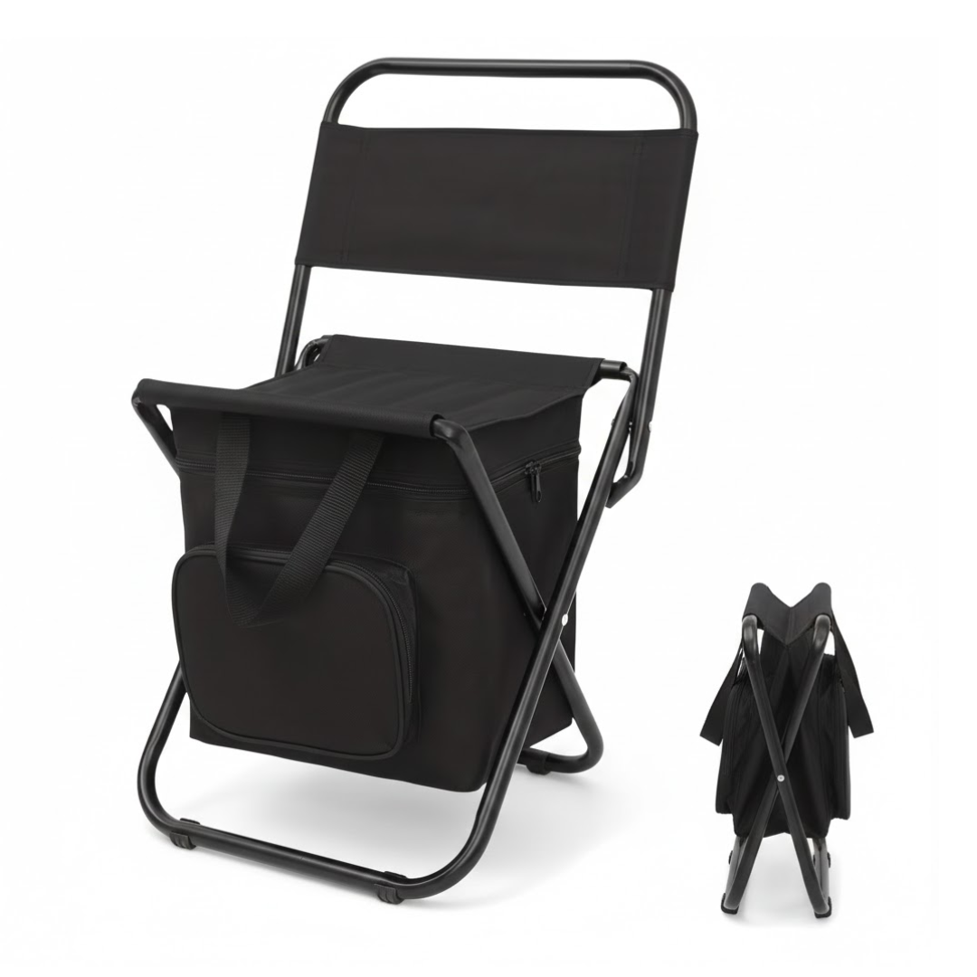 Portable Camping Chair – Cooler Backpack Seat – Footrest Comfort