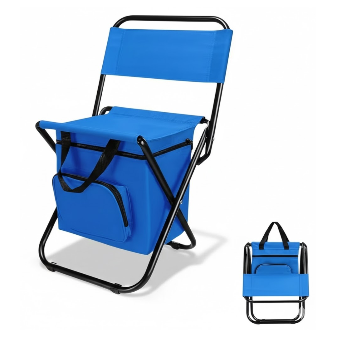 Portable Camping Chair – Cooler Backpack Seat – Footrest Comfort