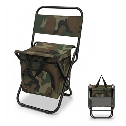 Portable Camping Chair – Cooler Backpack Seat – Footrest Comfort