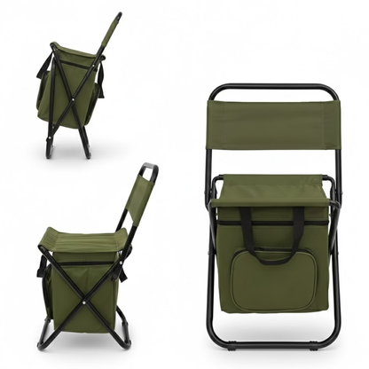 Portable Camping Chair – Cooler Backpack Seat – Footrest Comfort