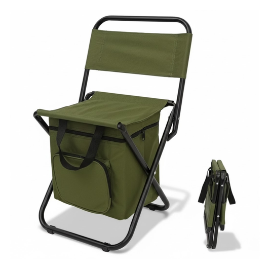 Portable Camping Chair – Cooler Backpack Seat – Footrest Comfort