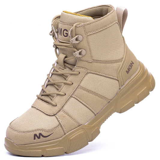 Steel Toe Work Boots - Puncture-Proof Tactical Safety Boots - Non-Slip