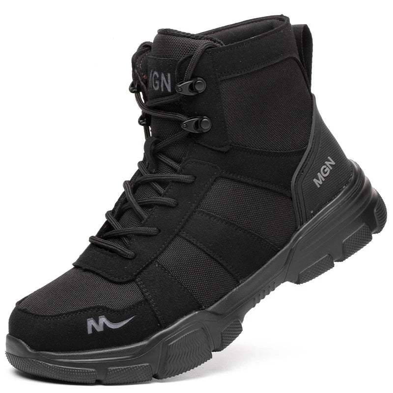 Steel Toe Work Boots - Puncture-Proof Tactical Safety Boots - Non-Slip