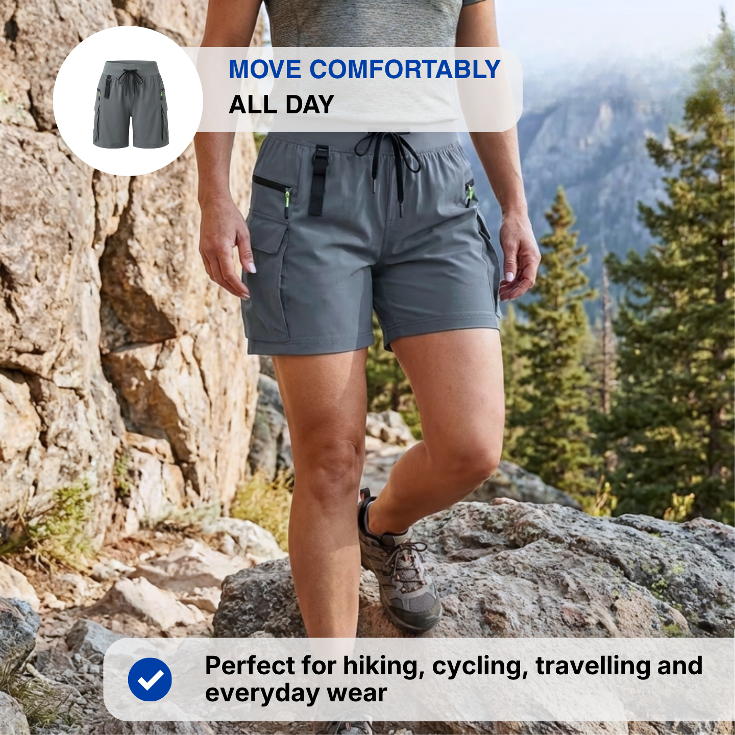 Women’s Outdoor Cargo Shorts – Multiple Pockets – Casual Utility Shorts
