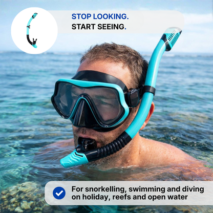 Snorkel Set with Mask - 180° HD View Tempered Glass - Leak-Proof