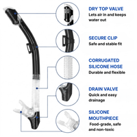 Snorkel Set with Mask - 180° HD View Tempered Glass - Leak-Proof