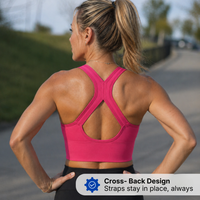 Women’s High Support Sports Bra - Front Zip - Cross-Back Design