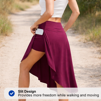 Women’s Asymmetrical Sports Skirt – Midi Length – Side Slit