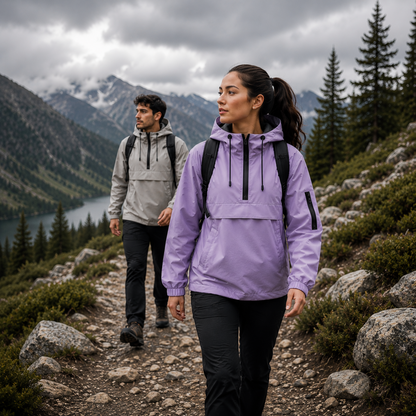 Waterproof Rain Jacket Unisex - Hooded Anorak Parka - Windproof