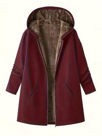 Women's Hooded Winter Coat - Sherpa Fleece Lined - Longline Fit