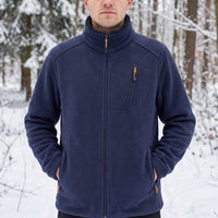 Men's Fleece Jacket - Plush Lined Sleeves & Collar - 3 Zip Pockets