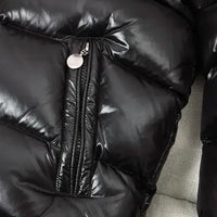 Puffer Jacket for Men - Removable Hood - Glossy Finish