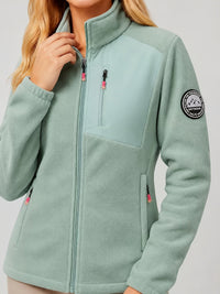 Women's Fleece Jacket - High Collar Full-Zip - Zippered Pockets