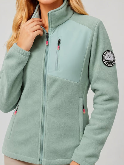 Fleecejacke Damen - Stehkragen mit Reißverschluss - Drei Reißverschlusstaschen