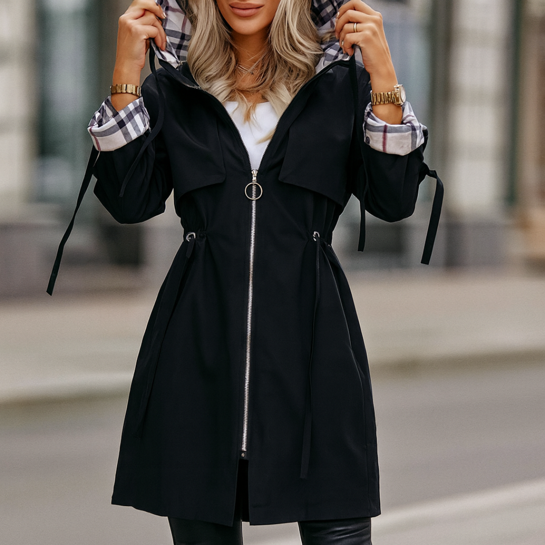 Women's Hooded Rain Jacket - Waterproof & Windproof - Tailored Fit